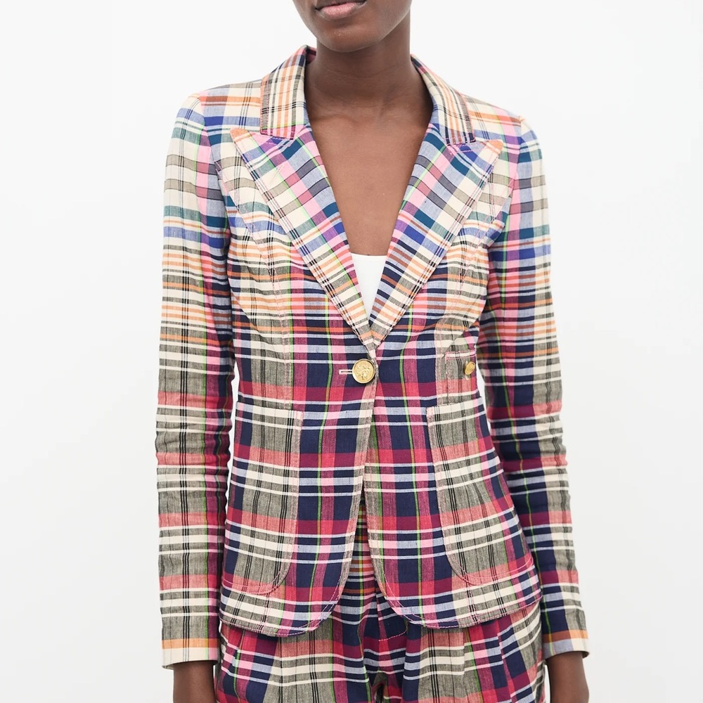 Smythe Multicolor Plaid Single-Button Blazer - image 1